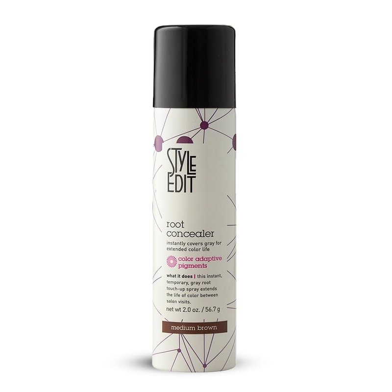 Style Edit Root Touch Up Spray | Temporary Hair Color for Gray Roots and Thinning Hair | Salon-Quality, Transfer-Resistant Hair Concealer | Medium Brown, 2 oz