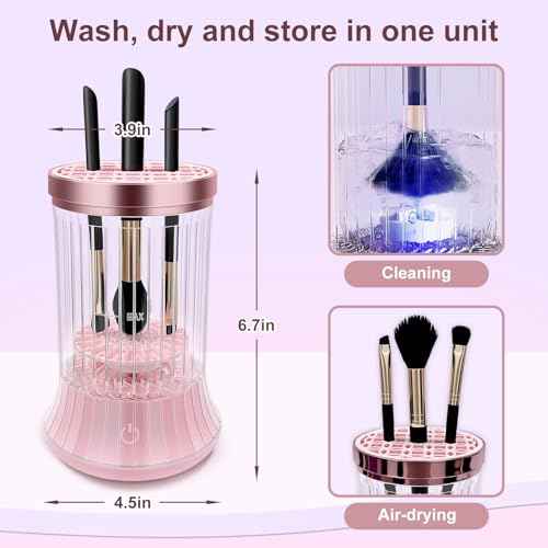 GKZ Electric Brush Cleaner Machine, High Speed Fast Cleaning Plug-in Power Brush Cleaner Ideal for Makeup Brushes & Sponges ? Perfect for Home & Professional Use