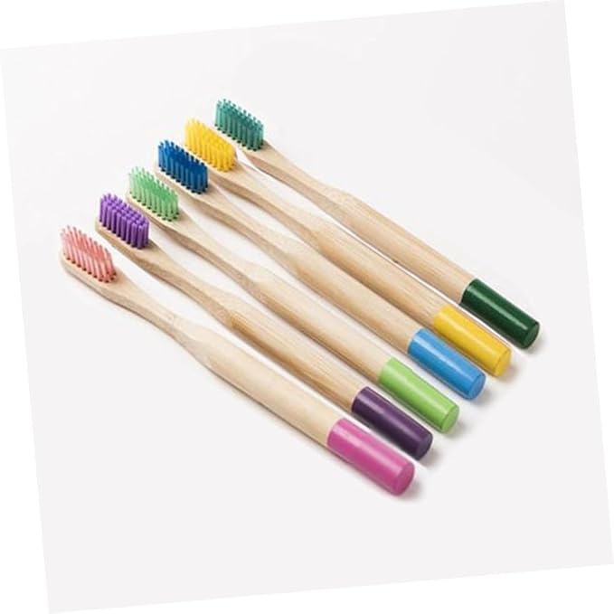 Homoyoyo 6PCS Toothbrush with Colorful Ergonomic Handles Soft Bristles for Gentle Oral Hygiene Environmentally Friendly Toothbrushes