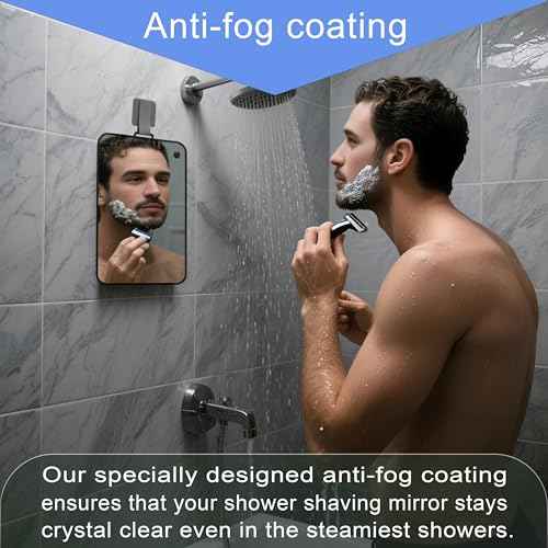 Shower Mirror Fogless for Shaving Men Fog Free Anti Fog Bathroom No Fog Proof Anti-Fog Hanging Shatterproof RV (9¡± x 7¡±)