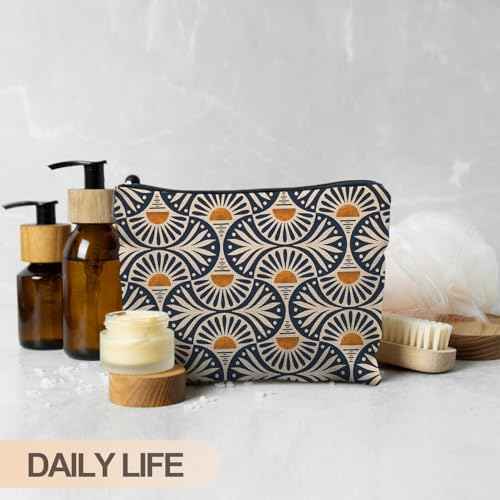 Boho Makeup Bag Gifts for Women, Sunset Leaf Aesthetic Makeup Pouch