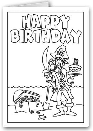 Stonehouse Collection | Happy Birthday Pirate Set of Coloring Greeting Cards | 12 Kids Color Card and Envelopes (Pirate)
