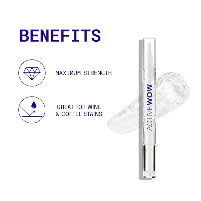 Active Wow 24K Whitening Pen for Teeth - Tooth Whitening Pen, Pen Whitening Teeth, Teeth Stain Remover, Gel Pen, Dental Grade Formula Whitening Pens, Fluoride Free, No Sensitivity, Easy to Use - Mint