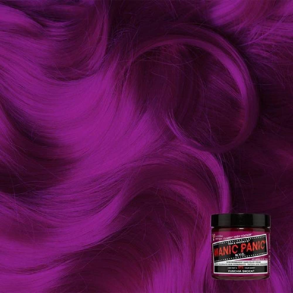 MANIC PANIC Classic Fuschia Shock Semi Permanent Hair Color - Dark Pink Hair Dye for Women & Men That Lasts 4-6 Weeks - Vegan, Ammonia & Cruelty-Free - Create & Mix Custom Shades (2 Pack)