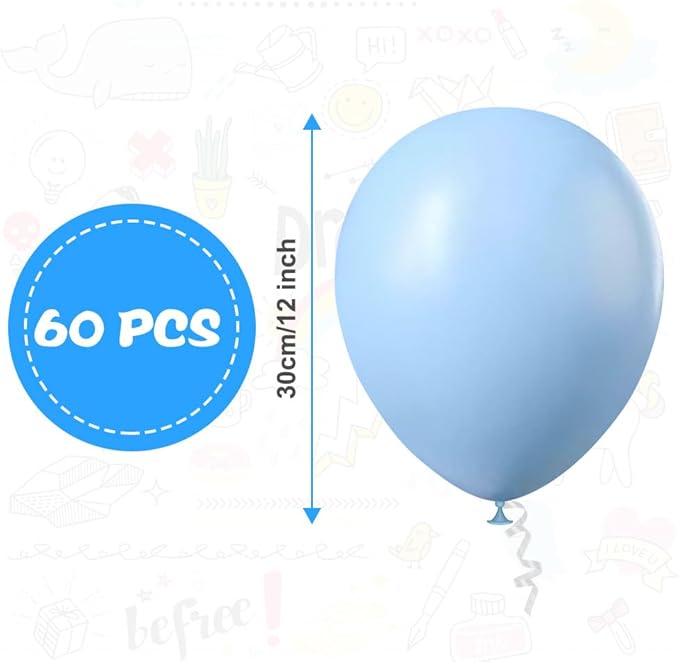 Ainiv 60 Blue Latex Number Balloons, 12inch, for Party Decorations, Birthday, Graduation, Wedding, Baby Shower