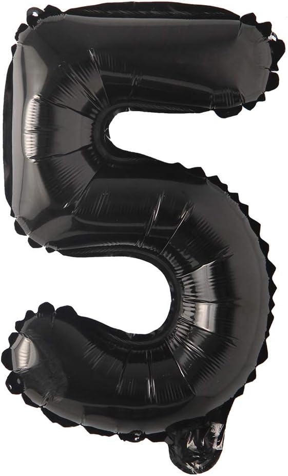 Black 28 inch Letter Balloons Alphabet Number Balloons Foil Mylar Party Wedding Bachelorette Birthday Bridal Baby Shower Graduation Anniversary Celebration Decoration (Can not Float) (28 inch Black 5)
