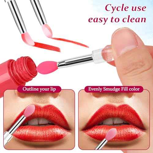 10Pcs Lip Brush Silicone Lip Brushes Tool Lipstick Applicator Brushes with Caps for Makeup Beauty Brushes, Lip Mask Applicator,Eyeshadow Lip Brush for Applying Mask Oil, Lipstick Lip Gloss