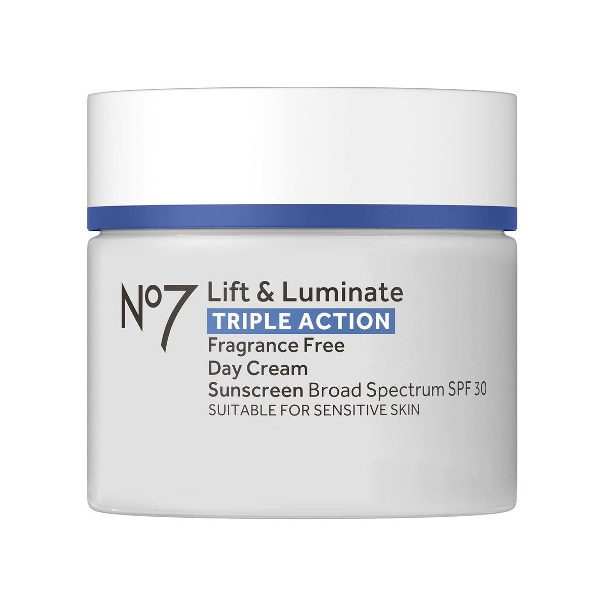 No7 Lift & Luminate Triple Action Face Cream - Fragrance Free Face Moisturizer with SPF 30 - Formulated with Anti Aging Collagen Peptides & Brightening Complex (1.69 Oz)