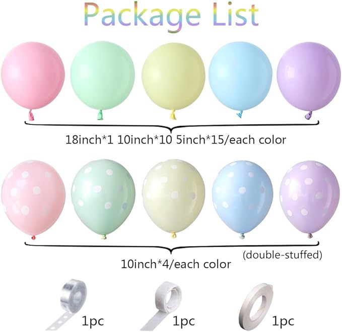 157Pcs Easter Balloon Garland Arch Kit, Assorted Macaron Color Pastel Polka Dot Balloons Rabbit Egg Carrot Foil Balloon for Easter Birthday Baby Shower Bunny Party Decoration Supplies