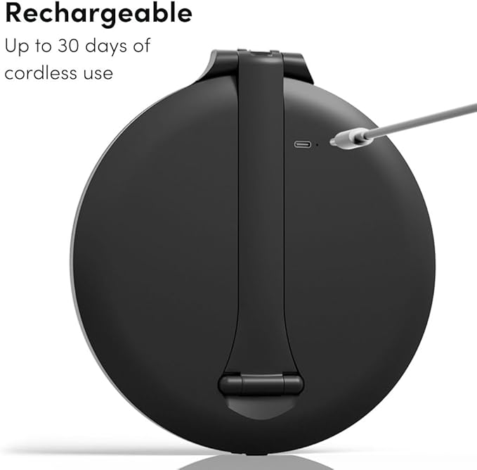 Fancii Abigail Rechargeable Travel Makeup Mirror with LED Light, 8" Foldable Stand, 3 Color Lighting Travel Mirror. Dimmable & Lightweight Portable Vanity Mirror, Beauty Travel Essential (Black)