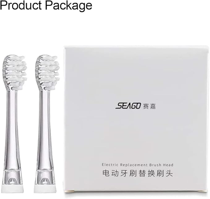 Toothbrush Replacement Heads - SG977 SG513 - SEAGO Kids Toothbrushes Heads for Toddlers - Compatible with SEAGO Electric Toothbrushes Kids (White, 4-Pack)