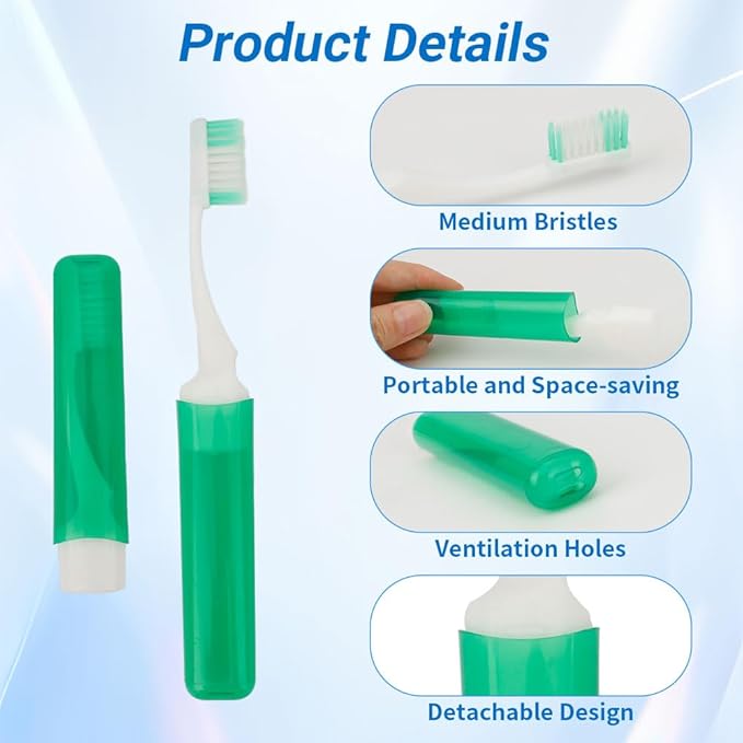 Travel Toothbrush 4PCS Travel Toothbrush Set Mini Toothbrushes Portable Travels Size Toothbrushes Folding Traveling Tooth Brush with Case Small Tooth Brush Individually Wrapped for Home Camping Hiking