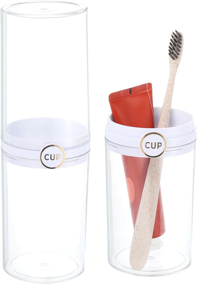uxcell 1Pcs Travel Toothbrush Case, Portable Travel Toothbrush Holder with Cover, Toothbrush and Toothpaste Container for Bathroom, Gym,Business Trip, Camping (Transparent)