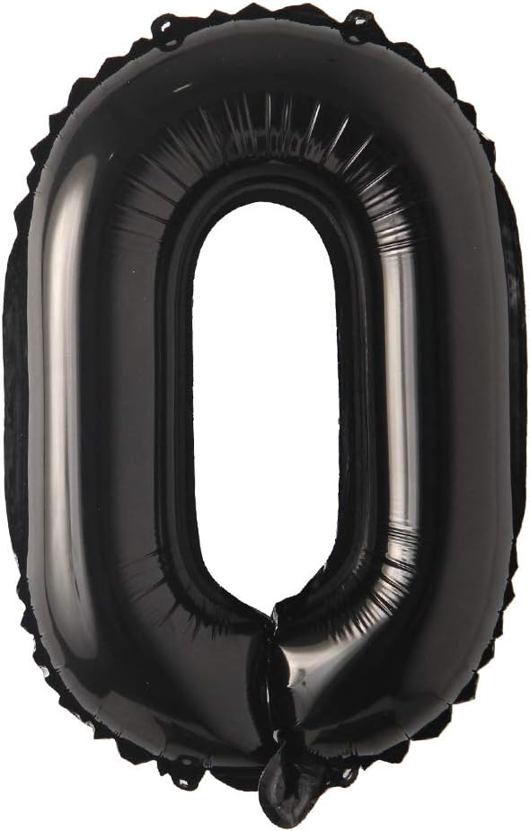 Black 28 inch Letter Balloons Alphabet Number Balloons Foil Mylar Party Wedding Bachelorette Birthday Bridal Baby Shower Graduation Anniversary Celebration Decoration (Can not Float) (28 inch Black 0)