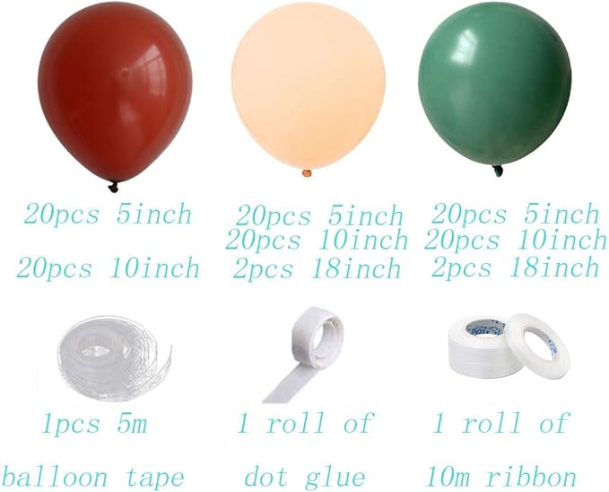 PageebO Sage Green Brown Balloon Arch Kit for Woodland Baby Shower Decoration Birthday Wedding Engagement Anniversary Picnic or Any Friends & Family Party Decorations
