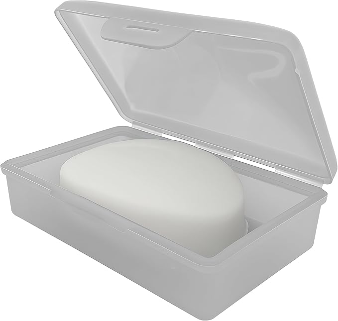 Travel Soap Box with lid - Clear White - Perfect for Traveling, Gym, or Storage. Made in The USA.