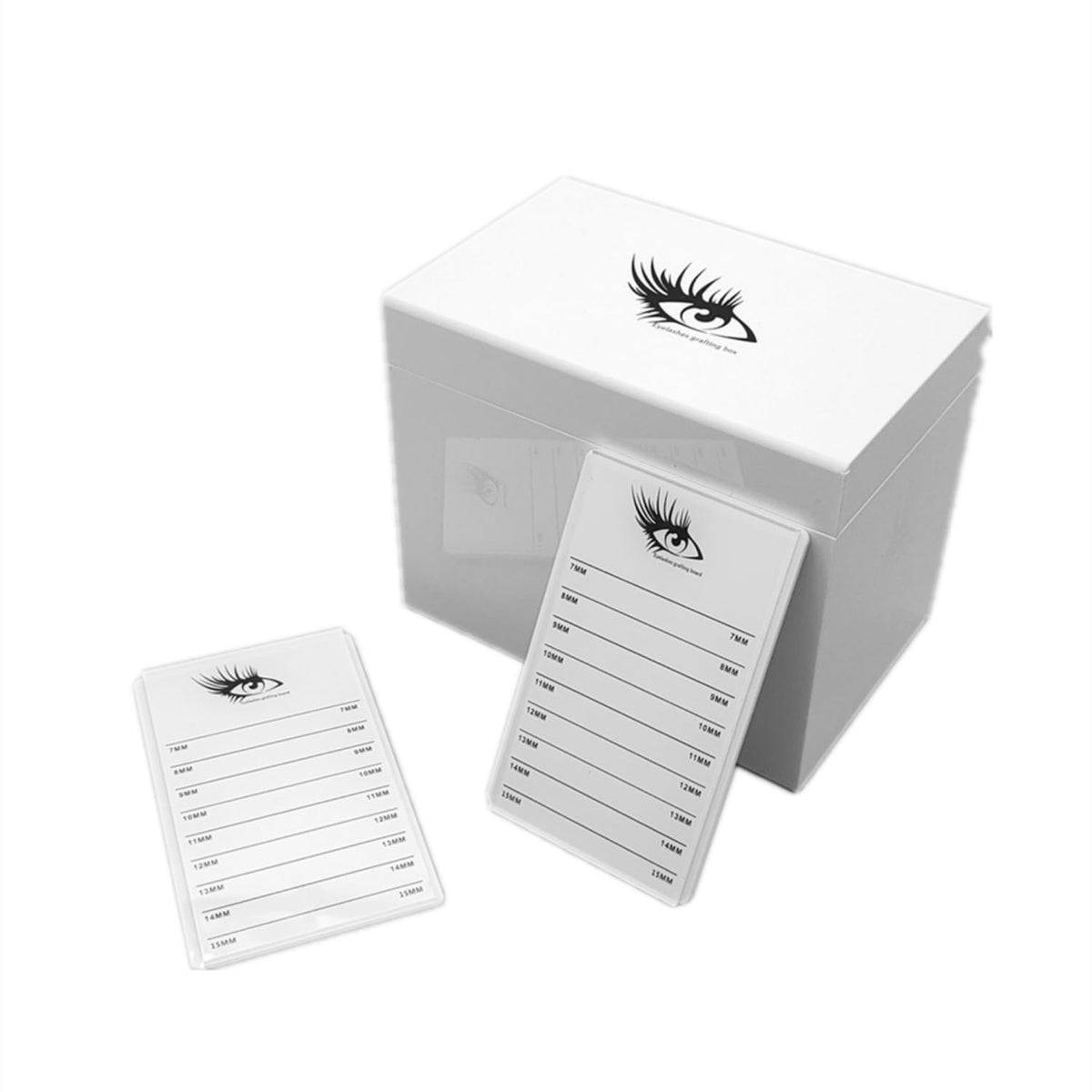 LIXIMMAZN 10 Layers Acrylic Eyelash Storage Box,Eyelash Holder Extension Tool,Makeup Organizer False Eyelashes Glue Pallet Holder, Grafting Eye lashes Close-Packed Display with 10 Pallets (White)
