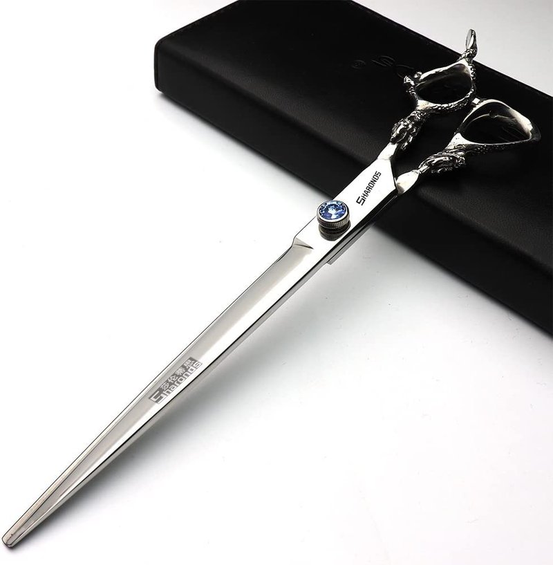 Professional Hairdressing Scissors 7/7.5/8 Inch Hairdressing Scissors Gold and Black Gold Dragon Scissors (9 Inch Flat Scissors)