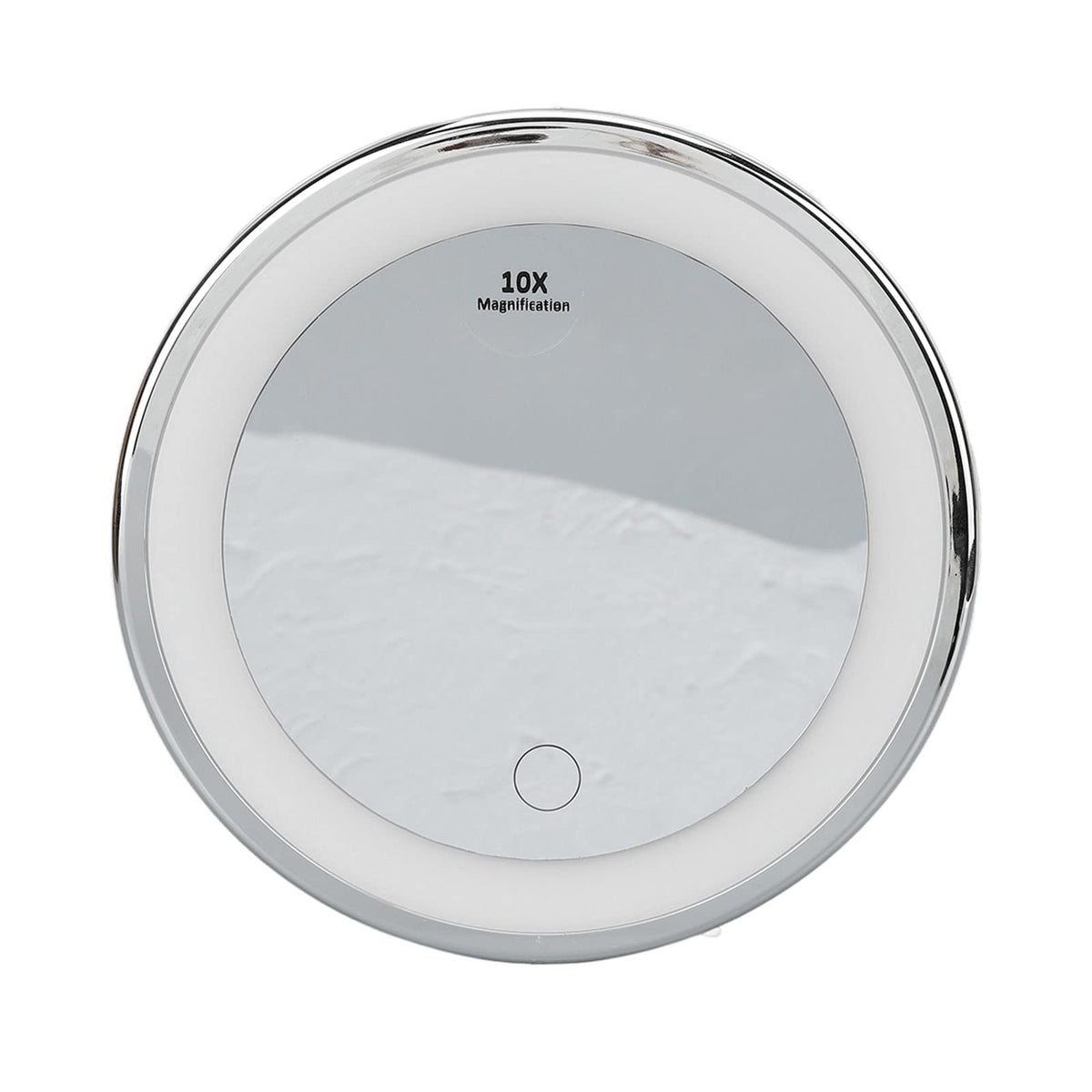 Zetiling 10x Magnification LED Makeup Mirror, Wall Mount, Round, 17.3"L x 6.9"W, Black Frame, Modern Style, Adjustable Brightness, Three Light Colors, Suction Cup Design
