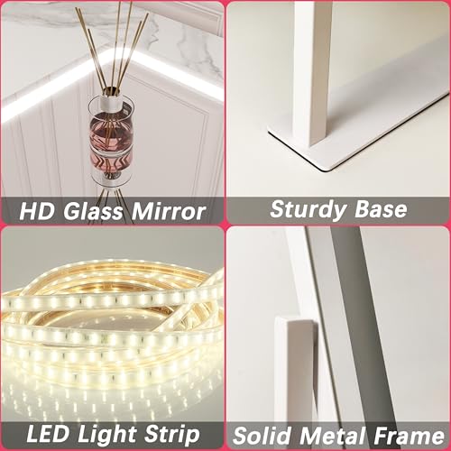 Vanity Mirror with Lights, 12.6"¡¿15" LED Makeup Mirror, Lighted Makeup Mirror with Lights, Smart Touch Control Dimmable 3 Modes Light, Lighted Up Mirror for Makeup Desk, Bedroom, Dressing Room