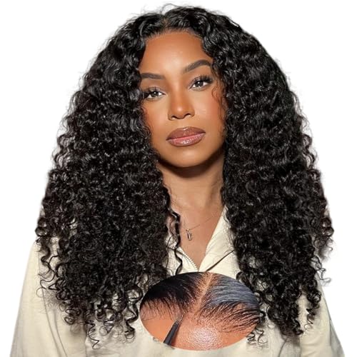 5x8 Bob Wig Human Hair Glueless Wigs Human Hair Pre Plucked Pre Cut Deep Wave HD Lace Closure Wigs Human Hair 210% Density Wear And Go Glueless Wig (16inch)