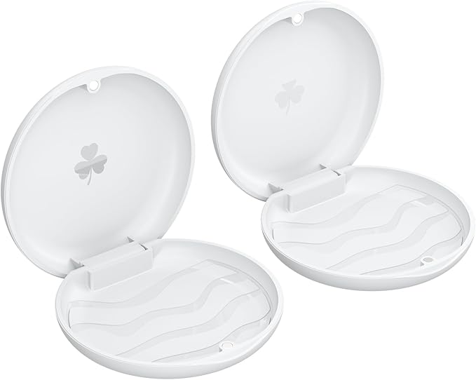 (2 Pack) Retainer Case,Solid Orthodontic Retainer Case-White