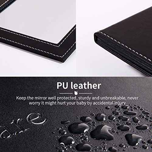 DUcare Folding Mirror Portable Travel PU Portable Adjustable Rectangular Ultrathin Vanity Mirror with Stand, for Travel, Camping,Home