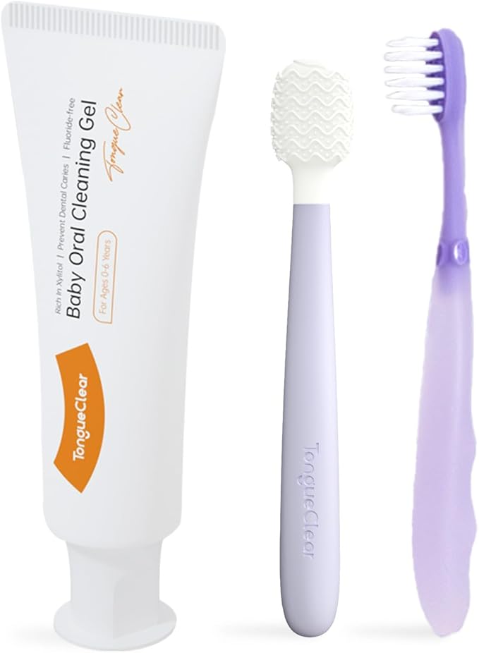 Toddler Tongue Scraper and Training Toothbrush Kit, Tongue Cleaner Combo for Toddlers, Toddler Toothbrush Ages 4-8