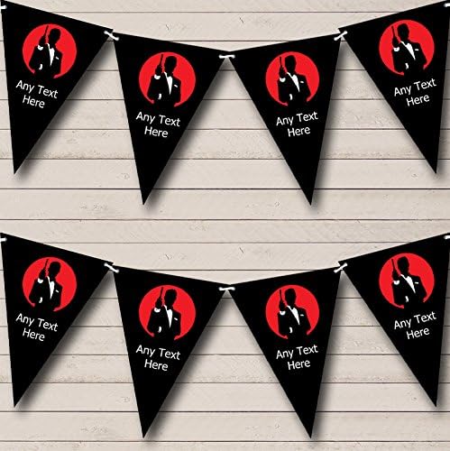 James Bond Red Black Personalized Birthday Party Bunting - Hanging Party Decoration - Birthday Party Banner Garland | Decorative Party Supplies