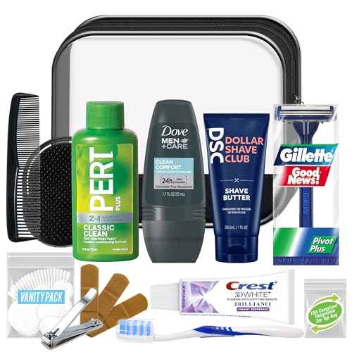 Convenience Kits International Men¡¯s Super Deluxe, 16-Piece Kit with Travel Size TSA Compliant Essentials in Reusable Zippered Toiletry Bag