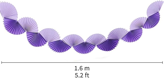 Paper Fan Garland - Paper Fan Garland Party Decorations - Perfect for Birthday Parties, Holiday Decorations, Family Gatherings, Weddings and More (Purple)