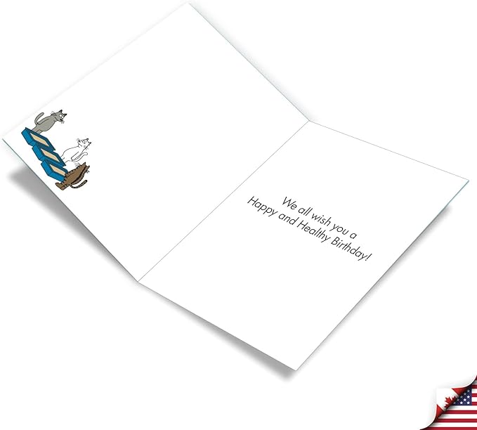 NobleWorks Jumbo Humorous Birthday Greeting Card From Us 8.5 x 11 Inch with Envelope forMen and Women (1 Pack) Big, Jumbo Bday Cat Crossfit J7298BDG-US