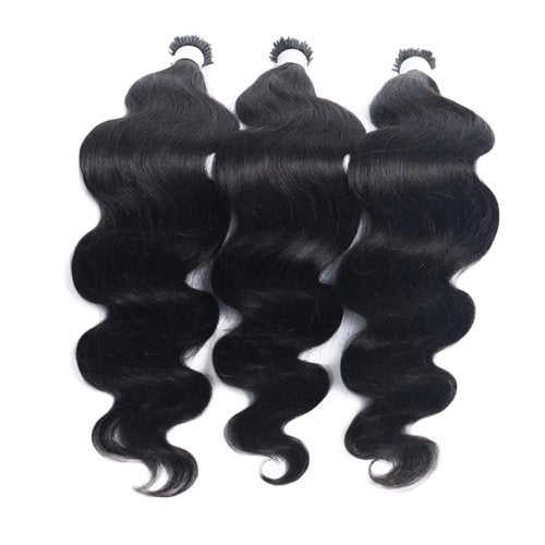 Beayhal I Tips Body Wave Microlink Human Hair Extensions Brazilian 100% Real Human Hair Bundles Itips Micro Beads Body Wave Bulks Pre Bonded Keratin Stick Tipped Hair Extensions 100 Strands 100g 14"