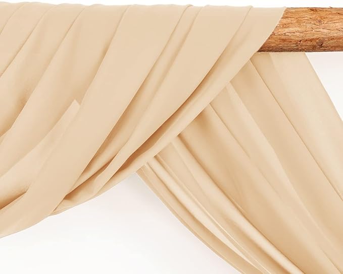 Wedding Arch Draping Fabric 30'' x 18FT Sheer Chiffon Arch Drape Backdrop 1 Panel Champagne Drape for Easter Bridal Shower Baby Shower Photo Booth Church Decor Birthday Party Outdoor Decor