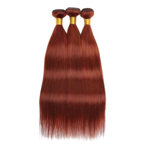 Reddish Brown Human Hair Bundles 22 24 26 Inch Straight Color 33 Copper Red Bundle Human Hair Extension Double Weft Unprocessed Brazilian Virgin Hair for Black Women
