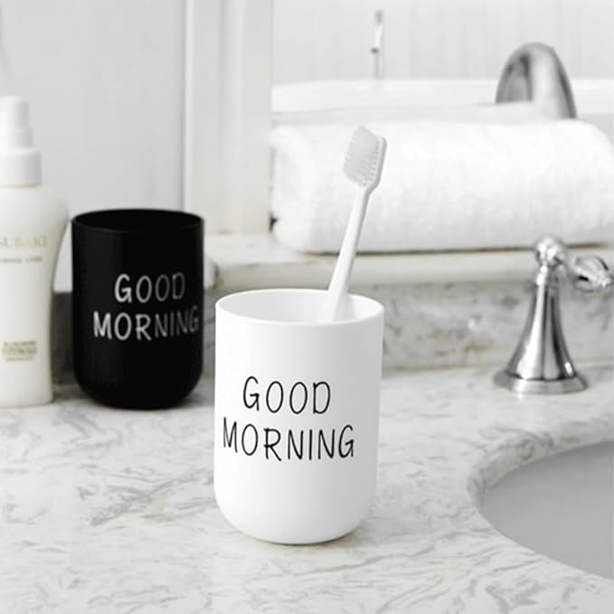 Toothbrush Cup 2Pcs, Bathroom Toothbrush Holder, Storage Cup 300ml, Drinking Cup, Reusable (Gray + White)