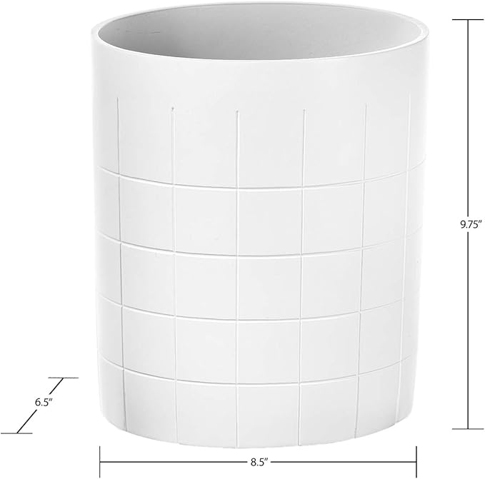 Creative Scents Polar White Small Bathroom Trash Can 1.58 Gal / 6L - Small Oval Waste Basket for Bathroom - Space Friendly Wastebasket Garbage Can for Powder Room, Bedroom or Living Room