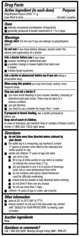 HealthA2Z® Lax Relief | Unflavored Powder/Grit Free | 17.9 OZ (510 g) | Polyethlene Glycol 3350, 17G | Powder for Oral Solution | Osmotic Laxative | Constipational Relief | Softens Stool (17.9 OZ)