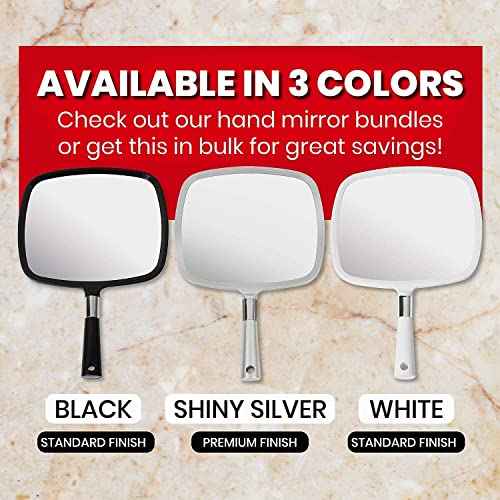 MIRRORVANA Large Hand Mirror with Comfy Handle - Black Portable Handheld Mirror - 9" x 13"
