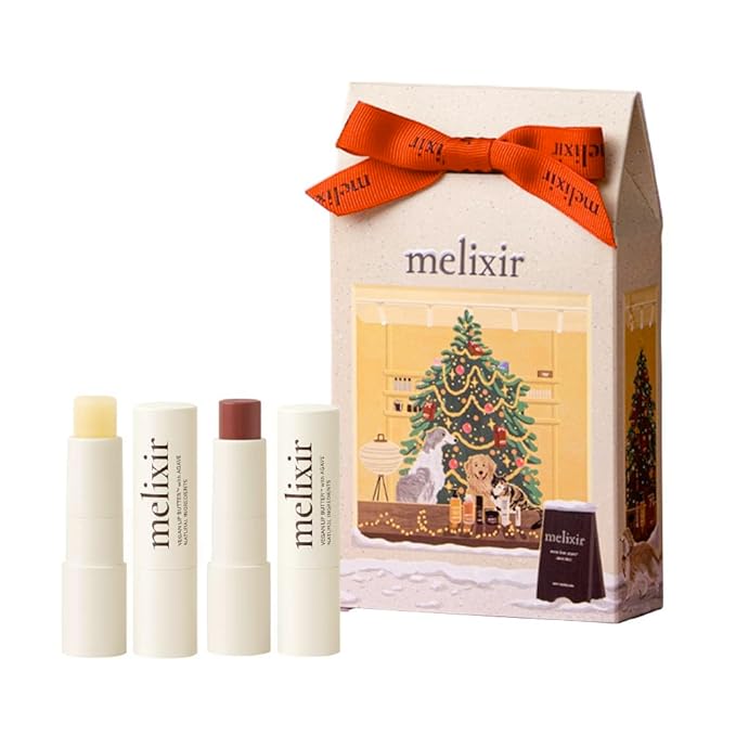 Melixir Vegan Lip Butter Duo Set – Holiday Stocking Stuffers for Women, Makeup Christmas Gift, Hydrating Tinted Chapstick, Shea Butter & Vitamin E for Dry Cracked Lips, Trendy Lip Balm Kit for Girls