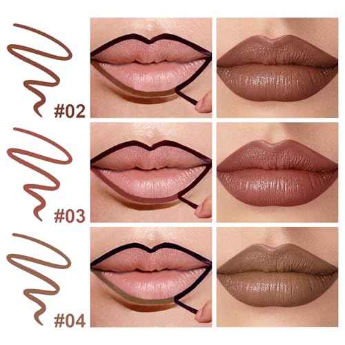3 Colors Peel Off Lip Liner Stain with Tweezer, Long Lasting Waterproof Lip Tint Stains Makeup Set with Matte Finish for Women, Natural Look, Easy to Use, for All Skin Types (#2,3,4)