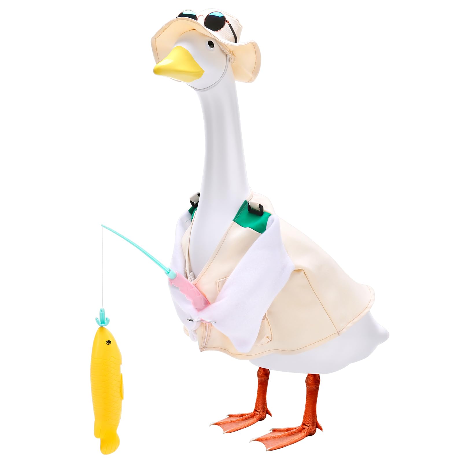 Hoemwarm Fishing Porch Goose Outfits Set Cute Porch Goose Outfits Costume Clothes for 23 Inch Statue Outdoor Garden Yard Patio Camping Fishing Party Decoration