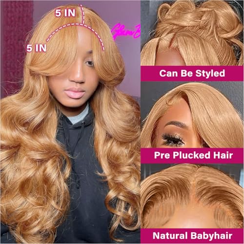Honey Blonde 5x5 Body Wave Bob Wig Human Hair 200% Density 5x5 Hd Lace Closure Wigs Human Hair Wigs For Black Women Wear And Go Glueless Bob Wig Human Hair With Baby Hair 16 Inch