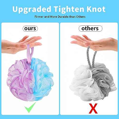 Bath Loofah Shower Sponge Body Back Scrubber Soft Mesh Shower Puffs Exfoliating Loofa for Women & Men Bath Accessories Cleaning Tool (4Pack 60G Loofah Sponge, Forest Fairy)