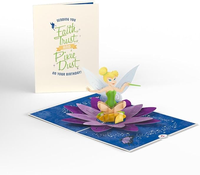Lovepop Happy Birthday Pop-Up Card for Her and Him- 3D Disney Birthday Greeting Cards for Boys, Girls, Men, Women - Pixie Dust - 5" x 7" Tinker Bell Card - Blank Note Card & Envelope Included