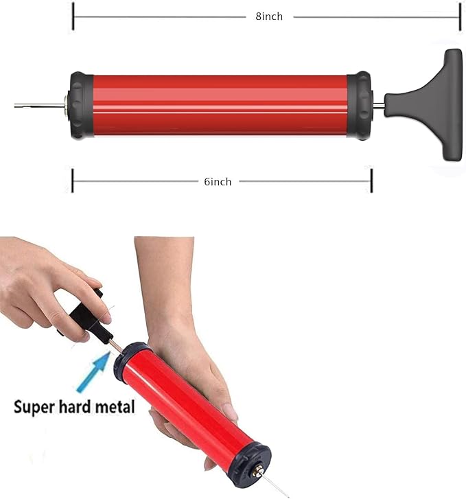 HDNNC Portable Ball Pump, Air Pump with 4 Needles 2 Nozzle 1 Extension Hose Great for Basketball Football Volleyball Soccer