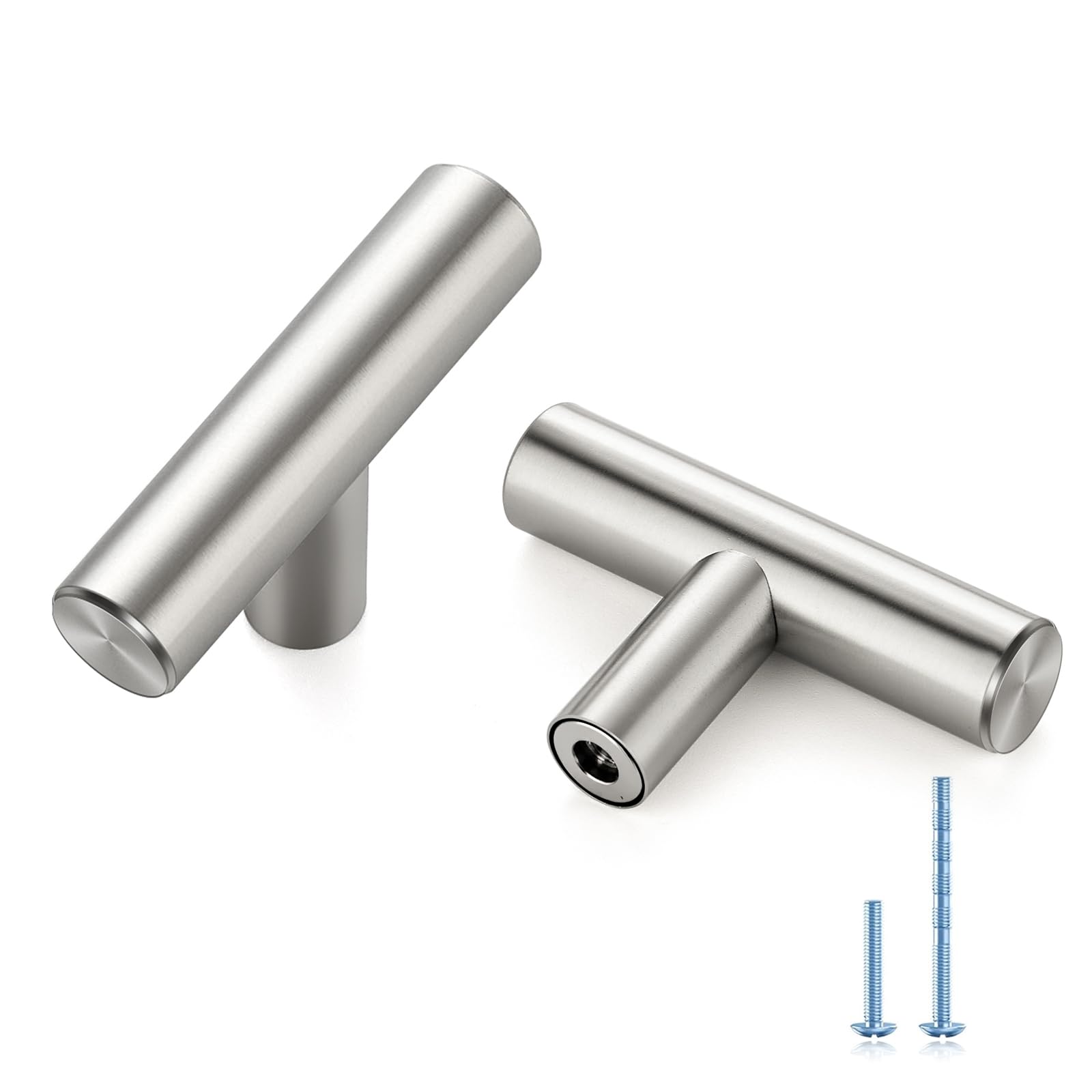 30 Pack Brushed Nickel Cabinet Knobs, 2in Length T Bar Drawer Pulls