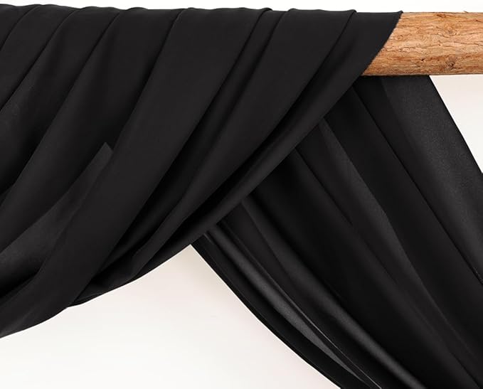 Wedding Arch Draping Fabric 30'' x 18FT Sheer Chiffon Arch Drape Backdrop 1 Panel Black Drape for Easter Bridal Shower Baby Shower Photo Booth Church Decor Birthday Party Outdoor Decoration