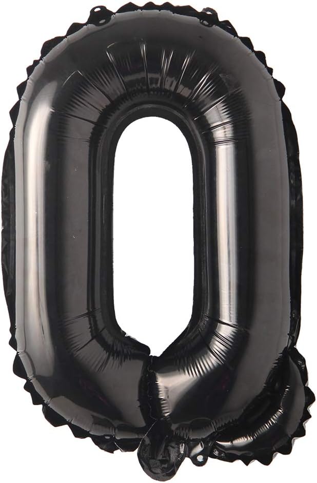 Black 28 inch Letter Balloons Alphabet Number Balloons Foil Mylar Party Wedding Bachelorette Birthday Bridal Baby Shower Graduation Anniversary Celebration Decoration (Can not Float) (28 inch Black Q)