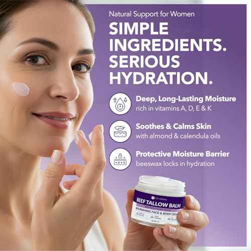 Intimate Rose Beef Tallow for Skin & Face Care - Tallow and Honey Balm for Sensitive Skin, Eczema - 100% Grass-Fed Tallow Face Moisturizer, Natural Formula
